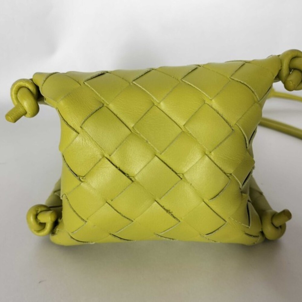 BOTTEGA VENETA Yellow Lambskin Leather Intrecciato Shoulder Bag - Picture 7 of 10